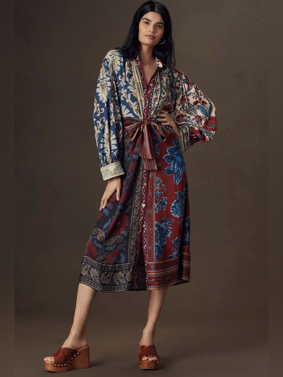FARM Rio Dresses & Skirts - Farm Rio Anthropologie button front tie waist floral midi dress new with tags